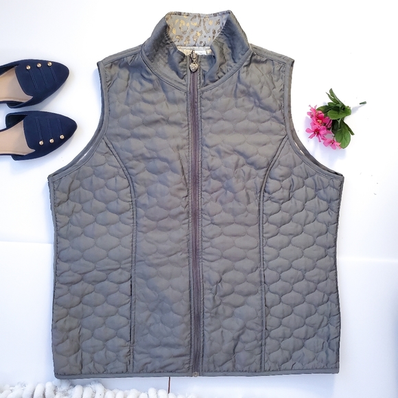 Reversible quilted / leopard print vest 3x - Picture 1 of 8